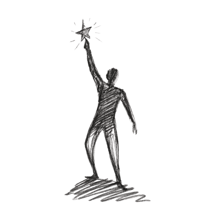 Figure reaching for star