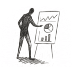 Sketch of person analyzing charts